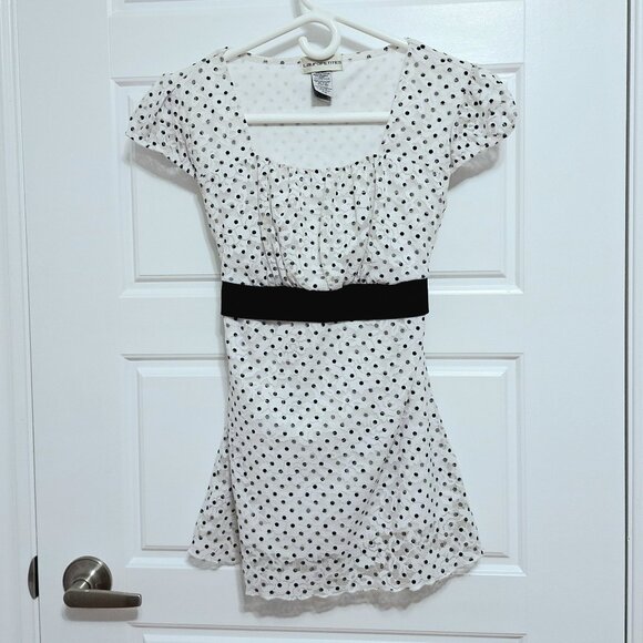 Laura Petite Black and White Polkadot top - Picture 1 of 10